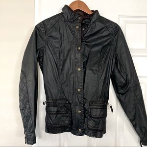 H&M Dark brown zip up faux leather jacket